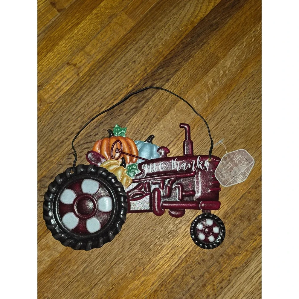 Country Side Products Give Thanks Metal Tractor Wall Decor Fall Harvest Pumpkin